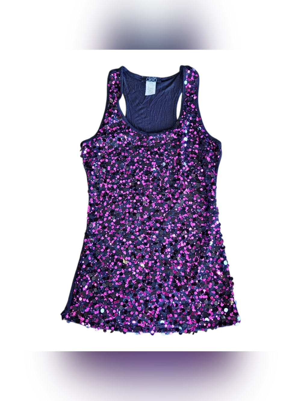 Y2k Deb Purple Sequin Tank Top Size Small Festival Rave 90s Glamour Mcbling usa
